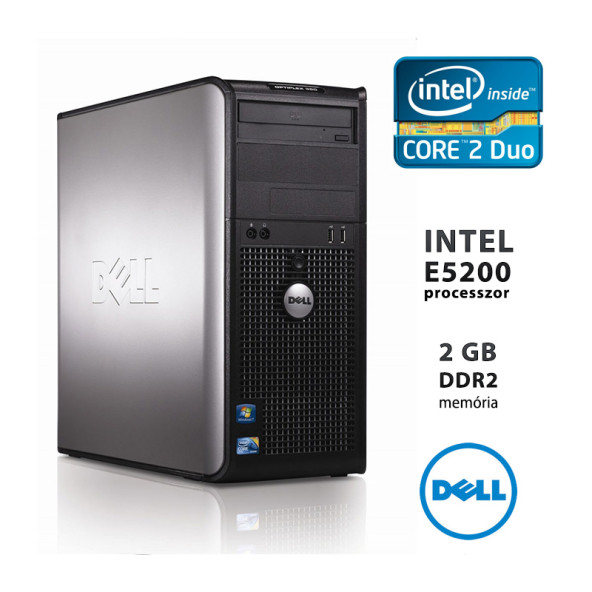 DELL 755 CORE2DUO E5300 / 4 GB RAM / 320 GB HDD / DVD / HASZNÁLT SZÁMÍTÓGÉP