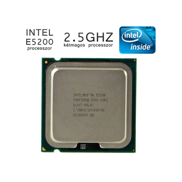 Intel Dual Core E5200 (2.5GHz / 2x1MB / 800MHz) (s775) kétmagos használt processzor