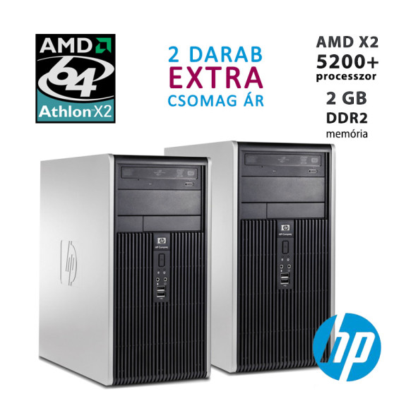 KÉT DARAB HP DC5750 AMD X2 5200+ kétmagos processzorral / 2 GB RAM / használt számítógép csomag