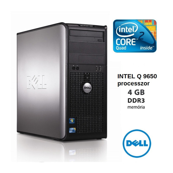Dell 780 MT / INTEL Q9650 / 4GB / 250GB / DVD / Használt számítógép garanciával