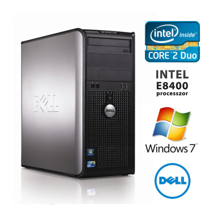 DELL 755 CORE 2 DUO E8400 / 4 GB RAM / 160 GB HDD / Windows 7 / HASZNÁLT PC