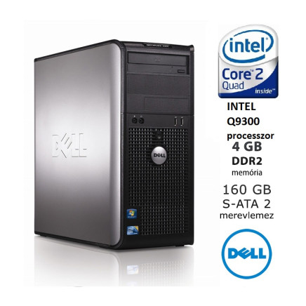 DELL 755 Q9300 / 4GB  / 160GB HDD / DVD / Használt számítógép